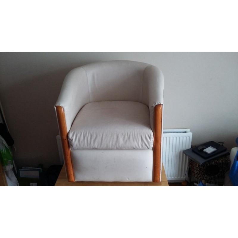 Retro Tub chair 1 seated sofa genuine leather