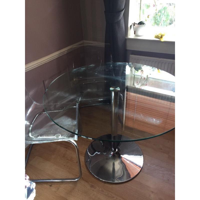 Glass dining table & chairs