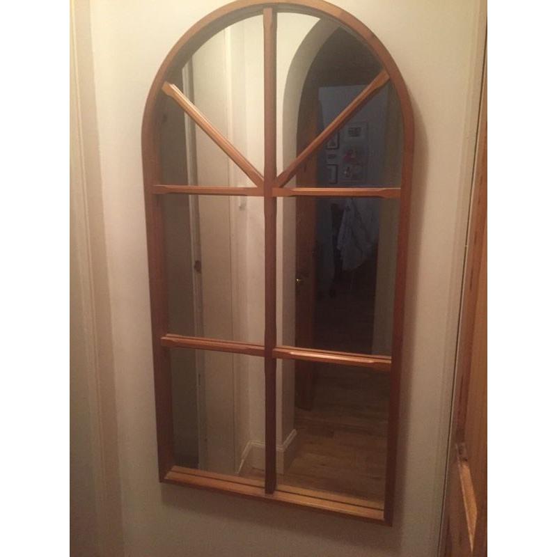 Wooden arch window mirror