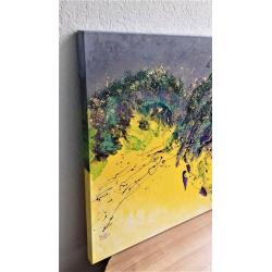 A wave of golden frost, abstract acrylic painting, ready to display, free shipping