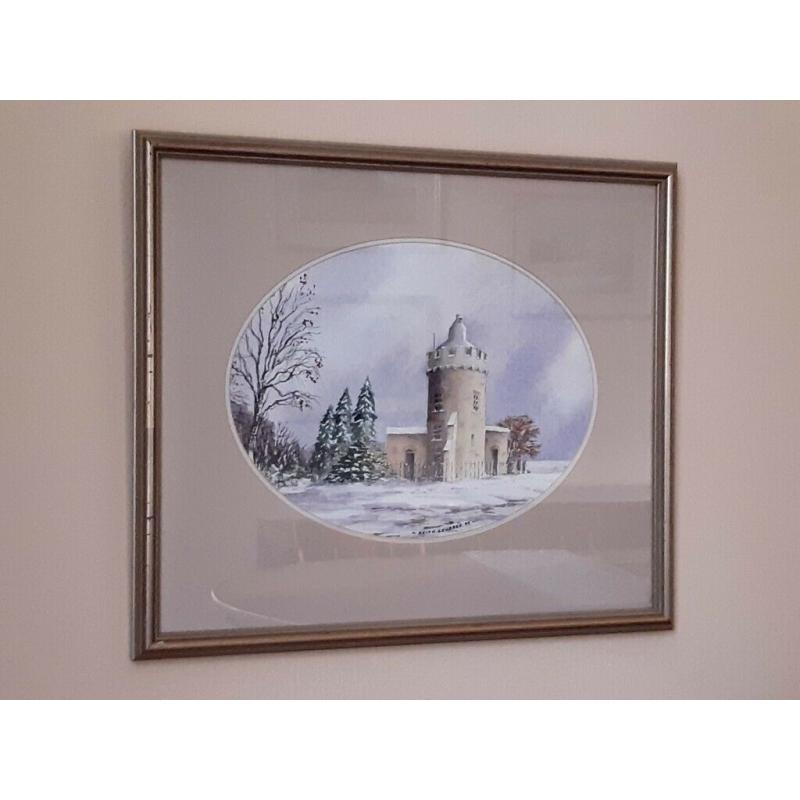 Clifton Observatory in the snow ? original watercolour painting