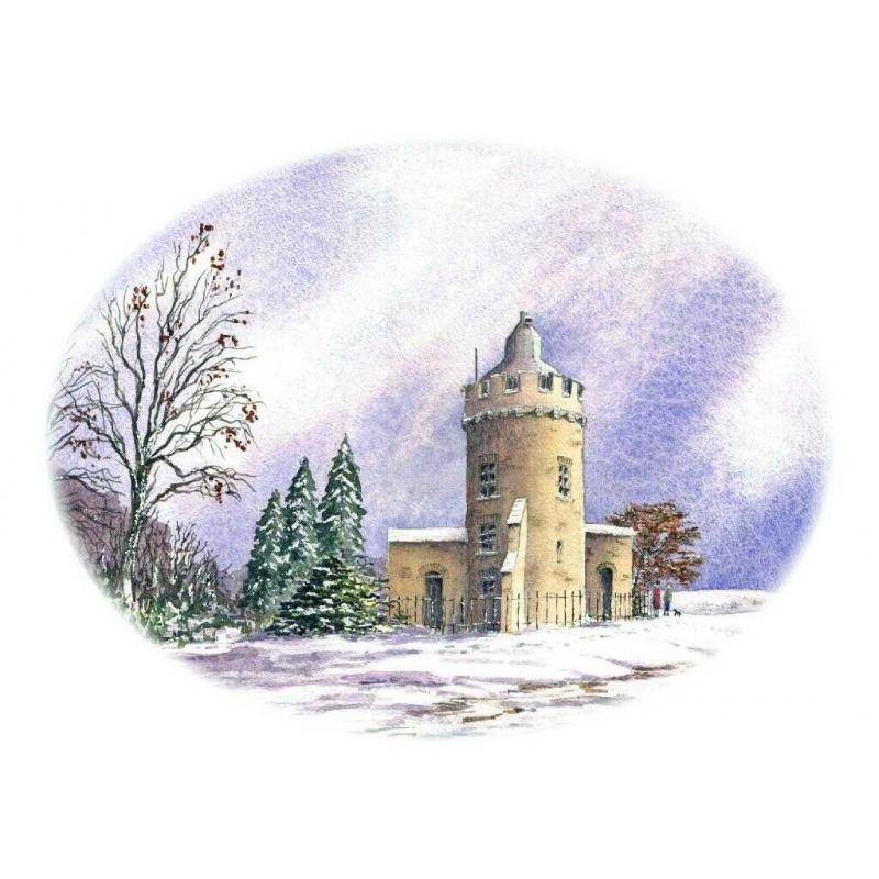 Clifton Observatory in the snow ? original watercolour painting